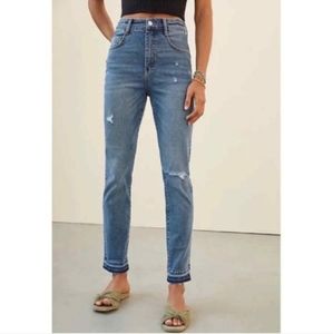 Pilcro High Rise Cigarette Distressed Jeans